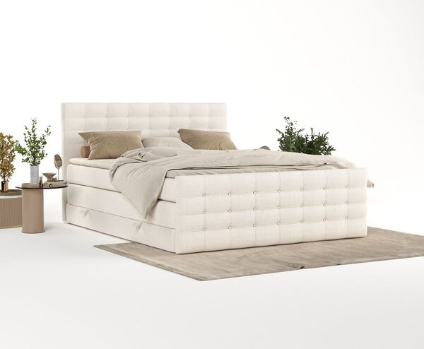 Krémová boxspring posteľ s úložným priestorom 200x200 cm Blend – Maison de Rêve