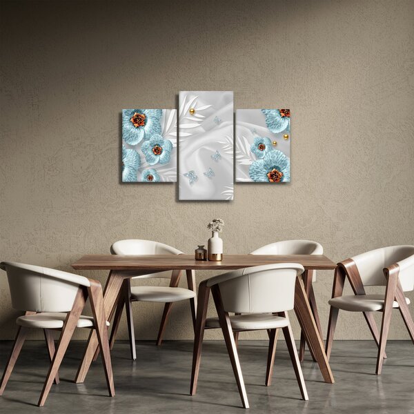 Obraz - 3D modré kvety (90x60 cm)