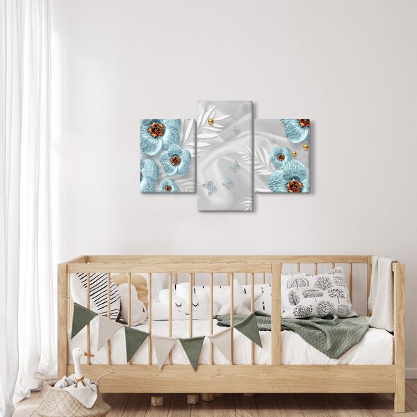 Obraz - 3D modré kvety (90x60 cm)