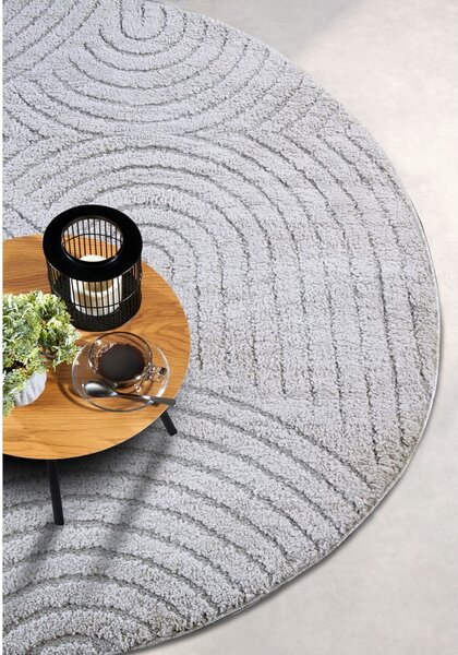 Svetlosivý okrúhly koberec ø 160 cm Panglao New York Light Grey – Elle Decoration