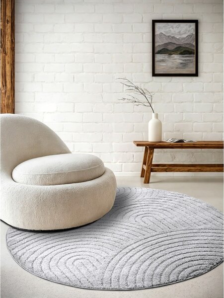 Svetlosivý okrúhly koberec ø 160 cm Panglao New York Light Grey – Elle Decoration