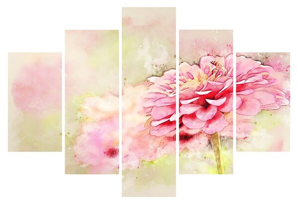 Obraz - Ružový kvet, aquarel (150x105 cm)