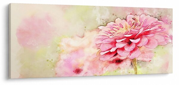 Obraz - Ružový kvet, aquarel (120x50 cm)