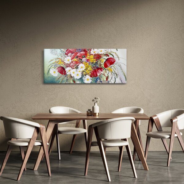 Obraz vázy s divokými kvetmi (120x50 cm)