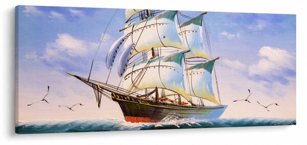 Obraz lode na vlnách (120x50 cm)