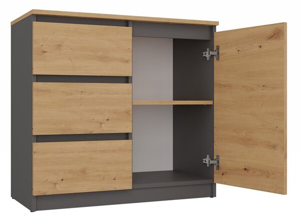 TP Living Komoda SZUFA 80 cm antracit/dub artisan