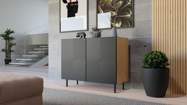 TP Living Komoda KAMA 100 cm dub artisan/čierna