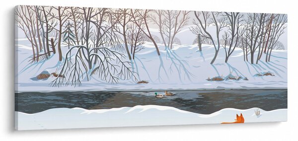 Obraz - Líška v zimnej krajine (120x50 cm)