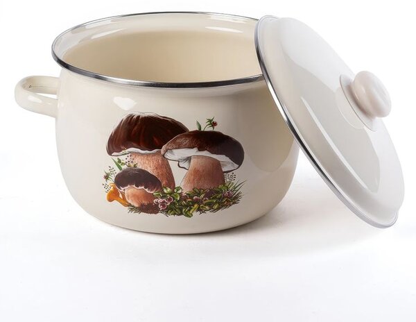 Smaltovaný hrniec s pokrievkou HUBY 3,5 l