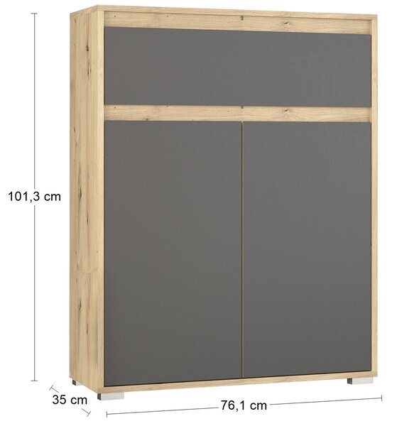 Dvojdverová komoda so zásuvkou Thebes CH-2D1DRW - dub artisan / sivá