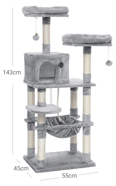 SONGMICS Mačacie škrabadlo Multiple I 143 cm svetlo šedé
