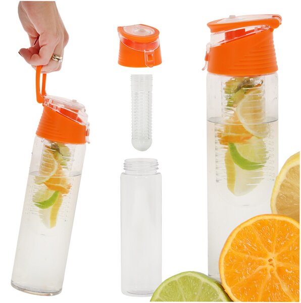Fľaša na nápoje s ovocím 800ml oranžová