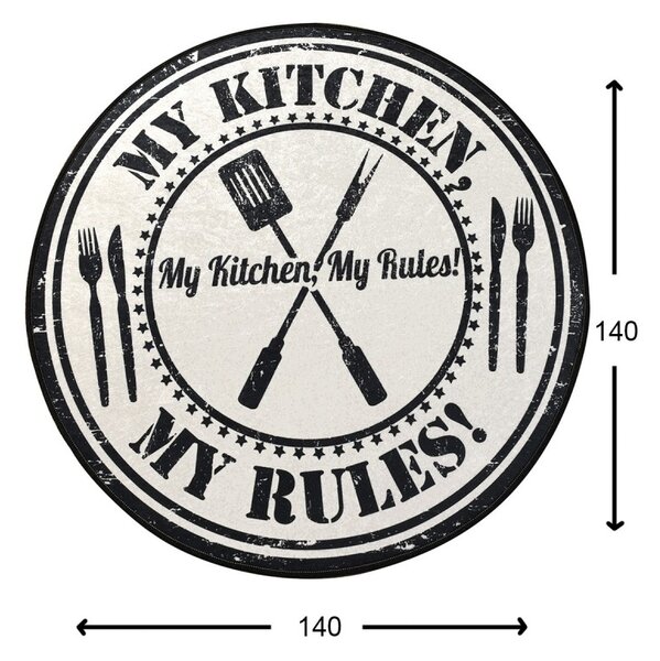 Conceptum Hypnose Okrúhly koberec My Kitchen 140 cm čierny/biely