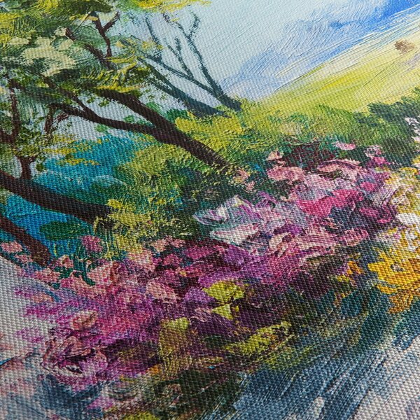Obraz záhradky pred domom, olejomaľba (70x50 cm)