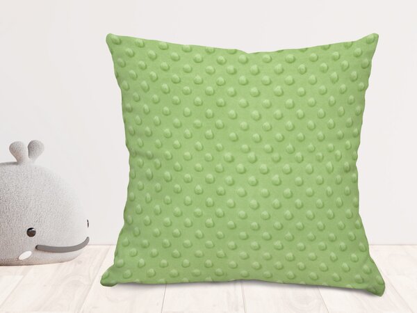 Biante Detská obliečka na vankúš Minky 3D bodky MKP-005 Pastelová svetlo zelená 50 x 70 cm