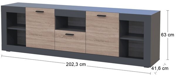 Dvojdverová komoda so zásuvkou Dolin CH-2D/1DR - grafit / dub sonoma