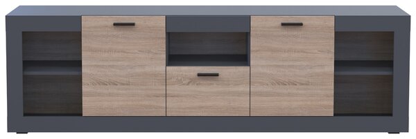 Dvojdverová komoda so zásuvkou Dolin CH-2D/1DR - grafit / dub sonoma
