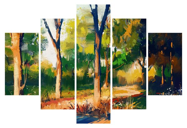 Obraz lesa v letnom slnku, maľba (150x105 cm)