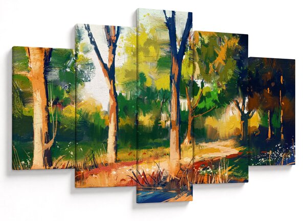 Obraz lesa v letnom slnku, maľba (150x105 cm)