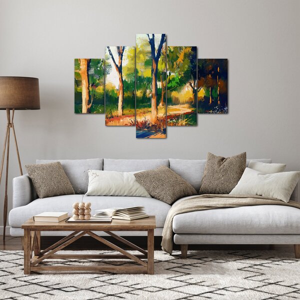 Obraz lesa v letnom slnku, maľba (150x105 cm)