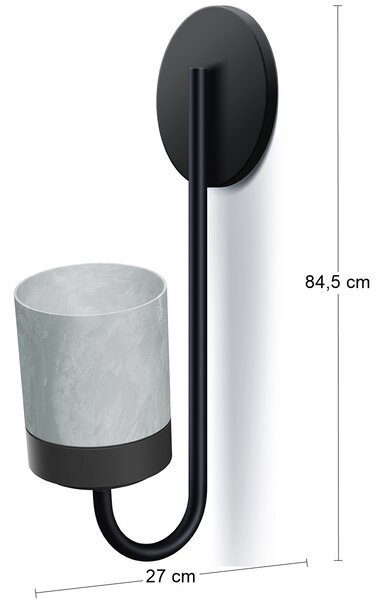 Kvetináč na stenu IKBH800 - sivý betón / čierna