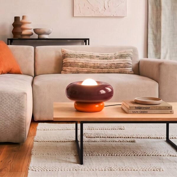 EGLO Stolová lampa Torchiarolo, bordová/oranžová, kov, E27, Červená, Obývacia izba / jedáleň, kov, Moderný