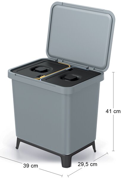 Odpadkový kôš na triedený odpad NKS30W2 20 l - svetlosivá