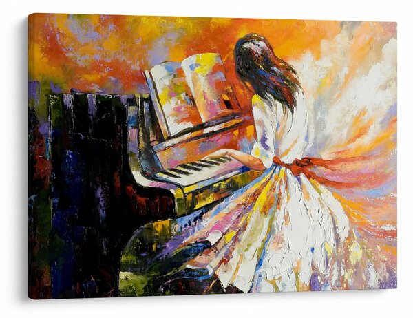 Obraz - Žena hrajúca na piáno (70x50 cm)