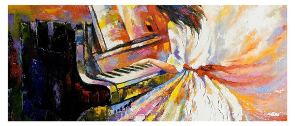 Obraz - Žena hrajúca na piáno (120x50 cm)
