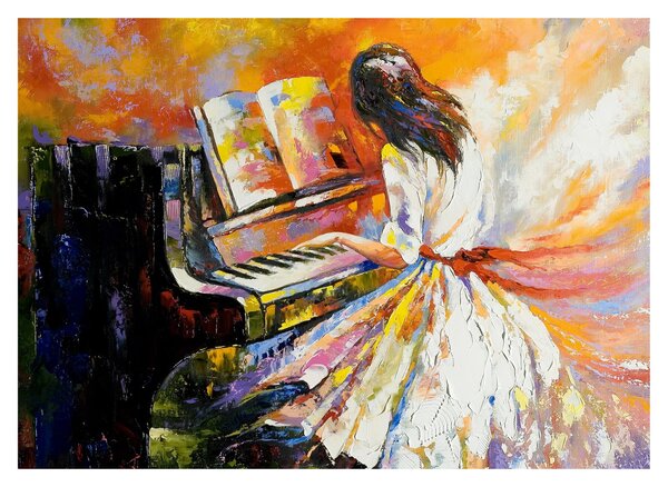 Obraz - Žena hrajúca na piáno (70x50 cm)