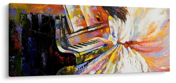 Obraz - Žena hrajúca na piáno (120x50 cm)