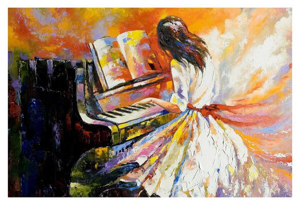 Obraz - Žena hrajúca na piáno (90x60 cm)