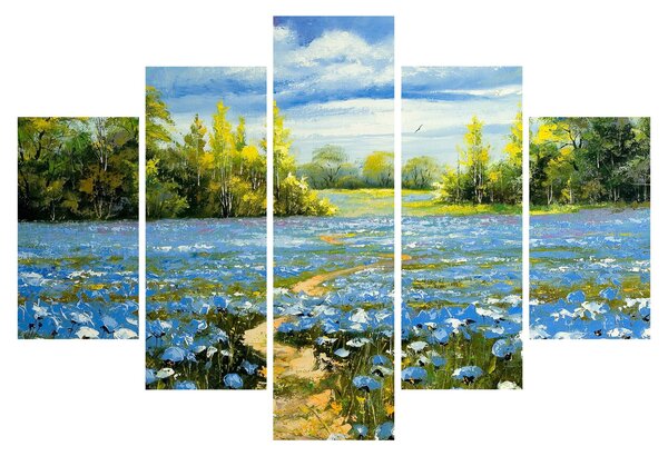 Obraz - Cestička v poli, olejomaľba (150x105 cm)