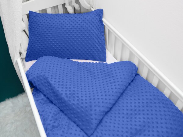 Biante Detské posteľné obliečky do postieľky Minky 3D bodky MKP-001 Modré Do postieľky 90x130 a 40x60 cm