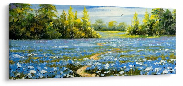 Obraz - Cestička v poli, olejomaľba (120x50 cm)