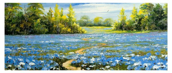 Obraz - Cestička v poli, olejomaľba (120x50 cm)