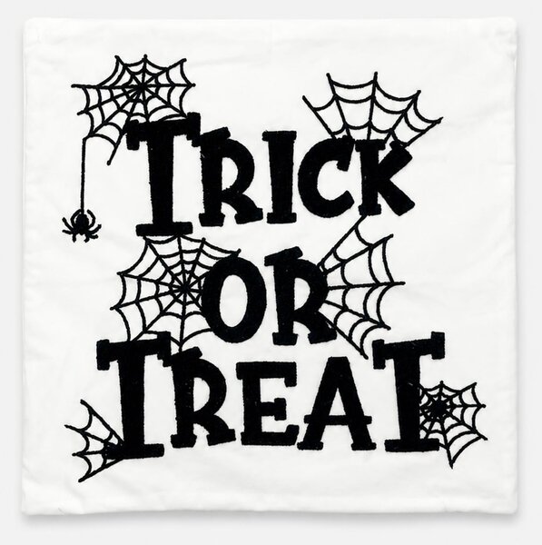Sinsay - Halloweenská dekoratívna obliečka na vankúš s nápisom a motívom pavučiny - biela