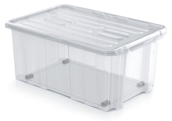 Plastový úložný box na kolieskach NCC24 45 l - priehľadná