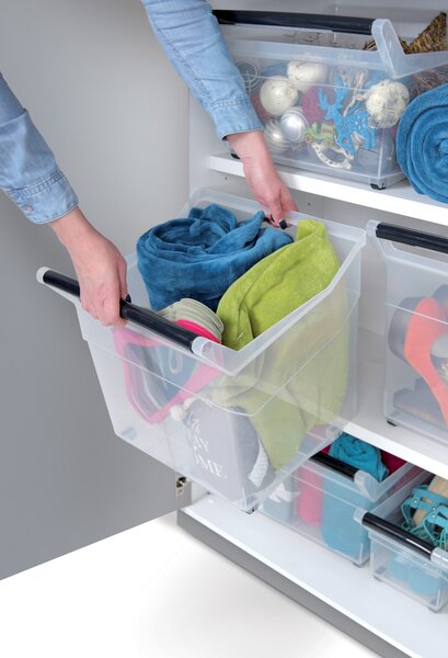 Plastový úložný box na kolieskach NUK3L 10 l - priehľadná