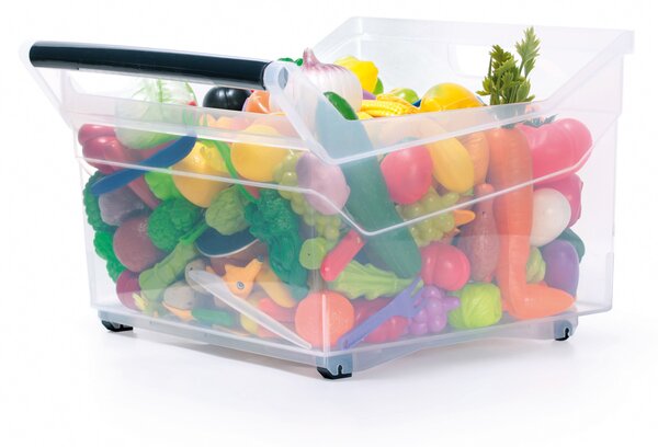 Plastový úložný box na kolieskach NUK5L 29 l - priehľadná