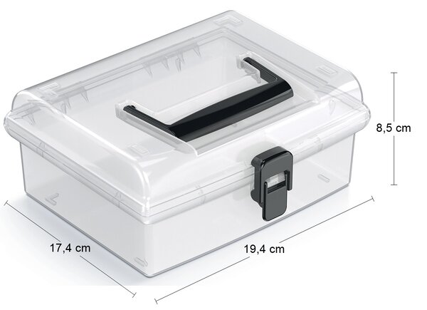 Plastový úložný box NUF2L - priehľadná / čierna