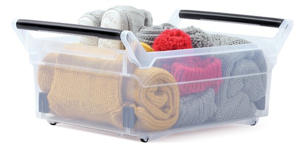 Plastový úložný box na kolieskach NUK6L 30 l - priehľadná