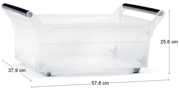 Plastový úložný box na kolieskach NUK6L 30 l - priehľadná