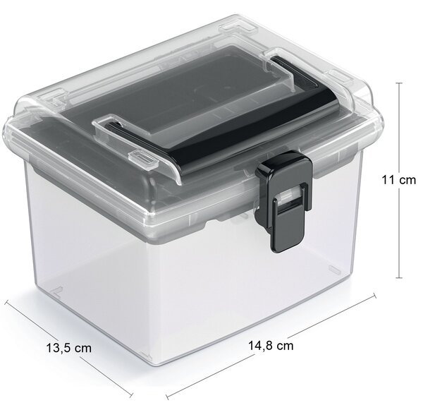Plastový úložný box NUF1HT - priehľadná / čierna