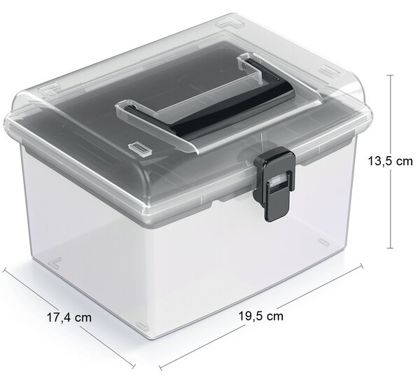 Plastový úložný box NUF2HT - priehľadná / čierna
