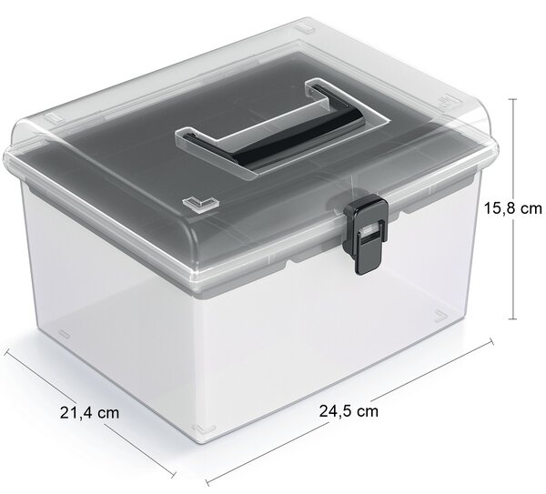 Plastový úložný box NUF3HT - priehľadná / čierna