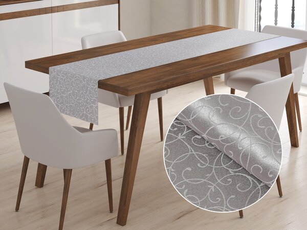 Biante Luxusný dekoračný behúň na stôl PM-013 Ornamenty - sivý 20x140 cm