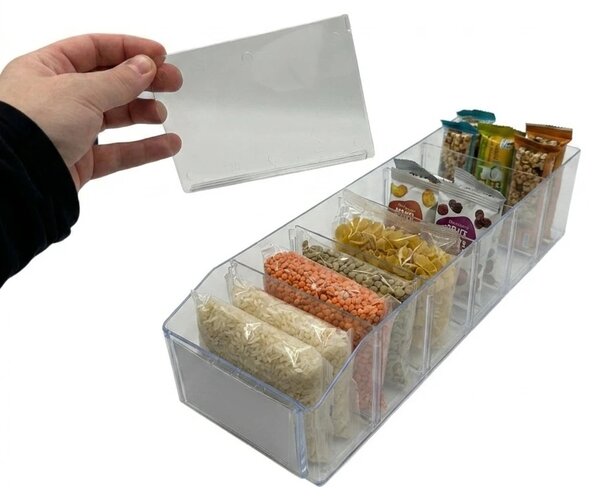 Usporadejto.cz Úložný box, ideálny do špajzy, s etiketou + 2 priehradky, BITO, 40x13 cm