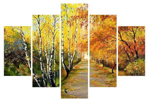 Obraz - Romantická alej pozdĺž vody, olejomaľba (150x105 cm)