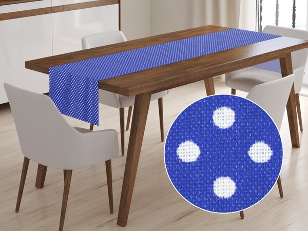 Biante Bavlnený behúň na stôl Sandra SA-146 Biele bodky na tmavo modrom 20x120 cm